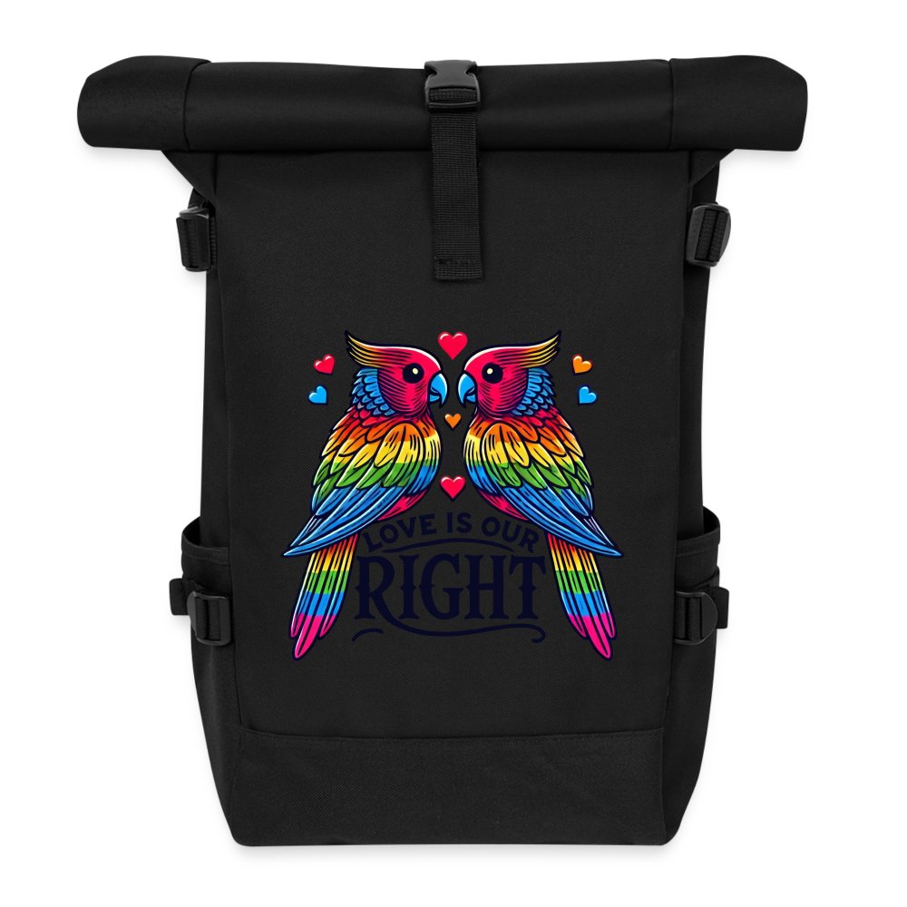 Turteltauben Love is Our Right - Rolltop Rucksack Schwarz