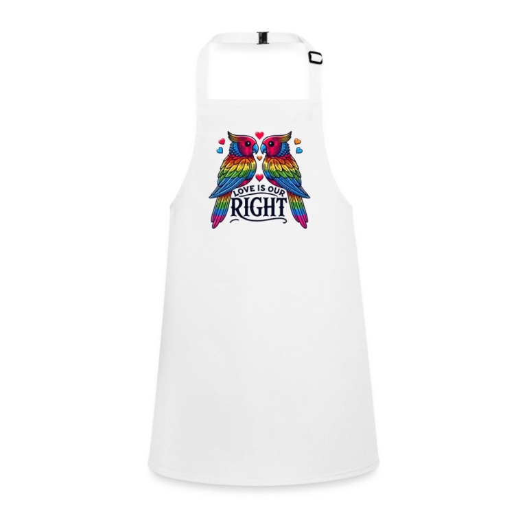 turteltauben-love-is-our-right-schuerze-fuer-kinder-weiss