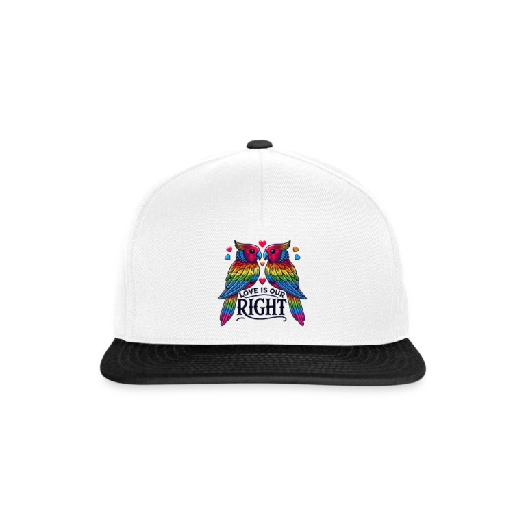 turteltauben-love-is-our-right-snapback-cap-weiss-schwarz