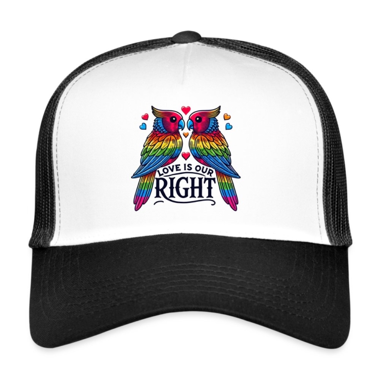 turteltauben-love-is-our-right-trucker-cap-weiss-schwarz