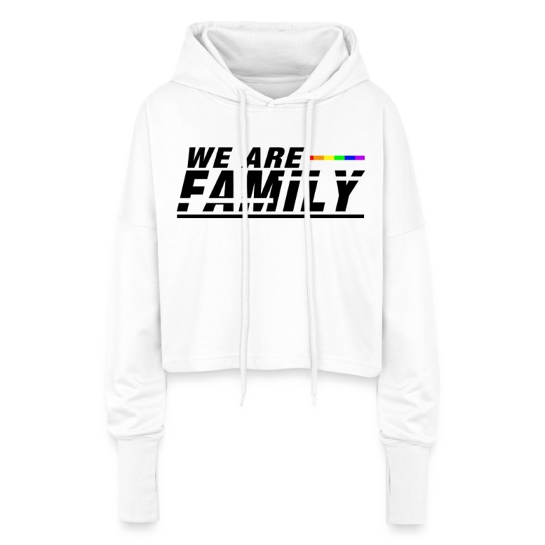 we-are-family-cropped-frauen-hoodie-weiss