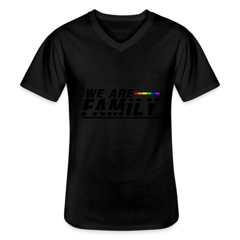 we-are-family-klassisches-maenner-t-shirt-mit-v-ausschnitt-schwarz