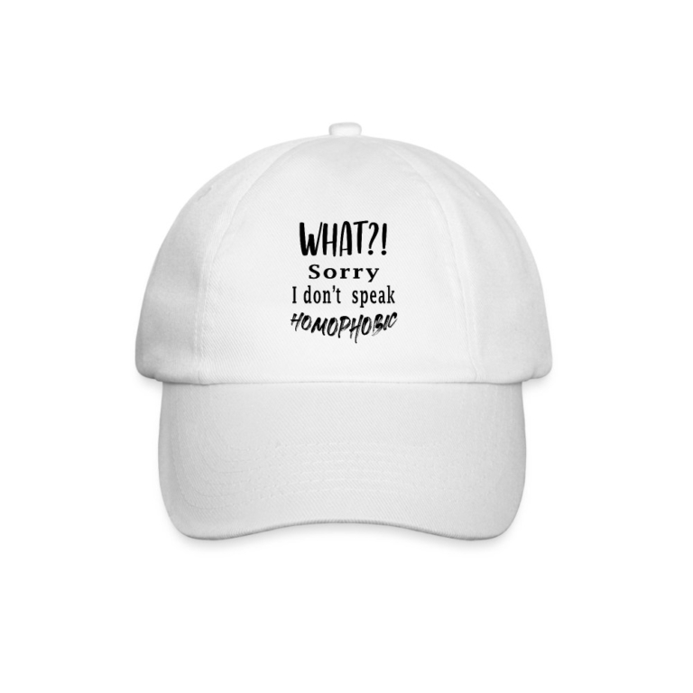 what-sorry-i-dont-speak-homophobic-baseballkappe-weiss-weiss