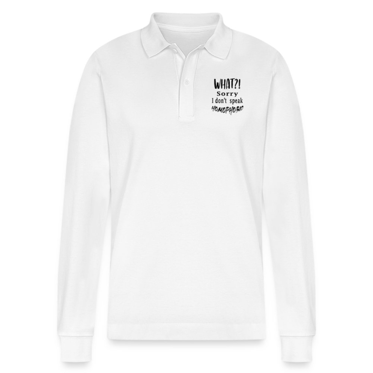 what-sorry-i-dont-speak-homophobic-stanleystella-unisex-bio-langarm-poloshirt-prepster-weiss