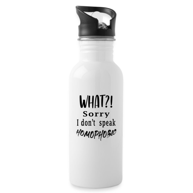 what-sorry-i-dont-speak-homophobic-trinkflasche-mit-integriertem-trinkhalm-weiss