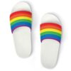 JiuPopular Badeschlappen Regenbogen Peace Love Slider für Damen und Herren rutschfeste Slides, Weißer Stil, 39 EU