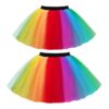 TUONYIS 2 Stück Neon Tutu Rock Damen,50er Rockabilly Petticoat Ballet,80er Jahre Verkleidung Kostüm,Tüllrock Damen Karneval Party Kurz für Mädchen Frauen 50 80er Party -Outfit,Halloween (Regenbogen)