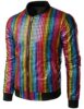JOGAL Herren Metallic Pailletten Baseball Bomberjacke 70er Disco Party Kostüm Medium Mehrfarbig