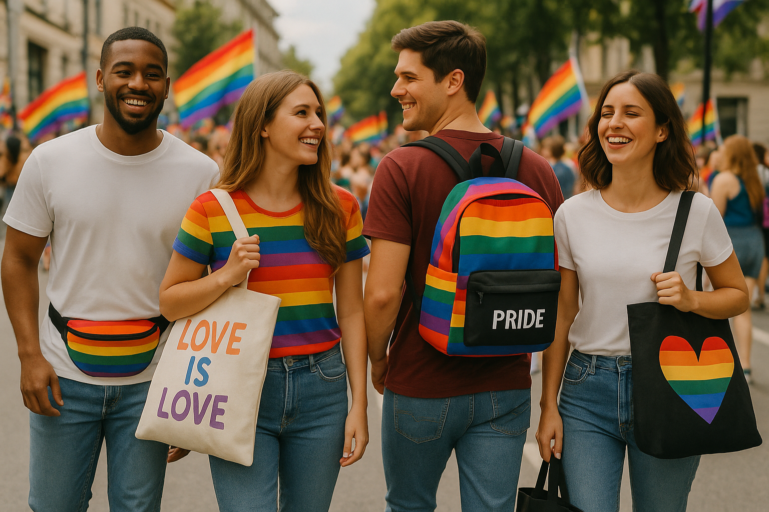 LGBTQ Taschen & Rucksäcke – Pride-Accessoires in Regenbogenfarben