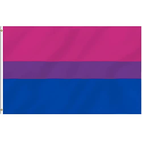 MOGADEE Bi Flagge, 90 * 150cm Bisexual Flag mit Wetterschutz und UV-Schutz, Bisexuelle Pride Flag geeignet für Indoor und Outdoor LGBTQ Flagge Festival Feiern, Paraden und Dekorationen (Bisexuelle)