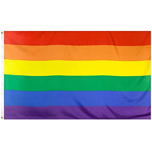 MOGADEE® LGBTQ Flagge, Pride Flag, 150 * 90cm, Regenbogen Flagge, Lebendige Farbe, Kann Drinnen und Draußen Verwendet Werden, Gay Flag, Regenbogenfahne mit 2 Messingösen