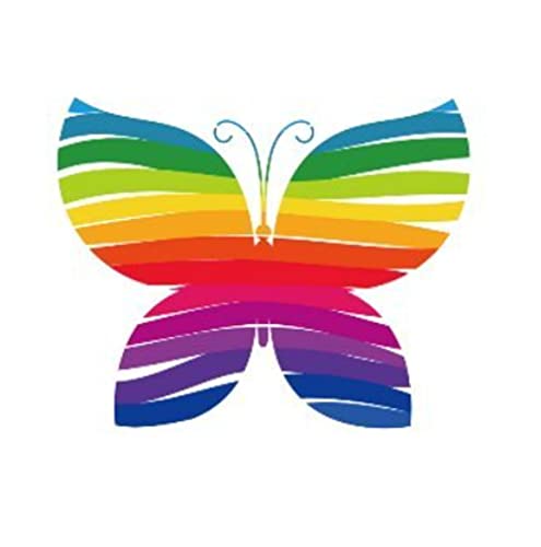 EROSPA® Tattoo-Bogen temporär - Rainbow/Regenbogen Schmetterling - Pride Gay Lesbian LGBT - 6 x 6 cm