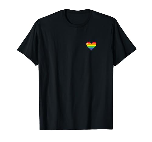 Regenbogenherz Regenbogen Retro Pixel Herz Pixelherz LGBTQ T-Shirt