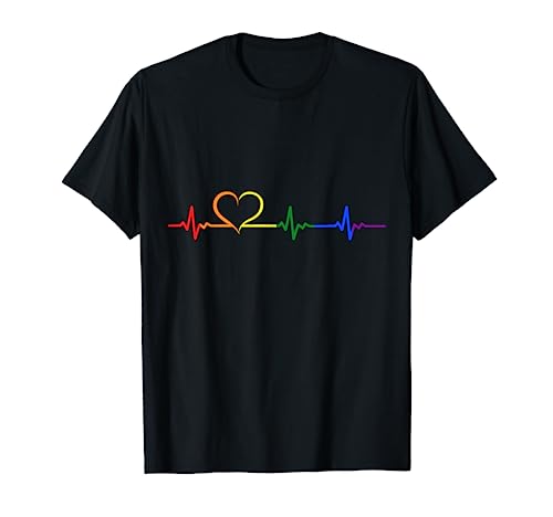 Gay Pride Herzschlag EKG Regenbogen Herz CSD LGBT T-Shirt T-Shirt