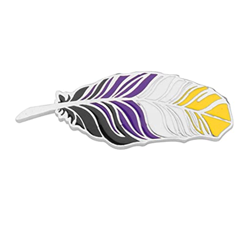 Nicht-binäre Enby Pride Feder Emaille Pin LGBT Schmuck Non Binary Pride Queer Geschenk Non-Binary Flag, Large,