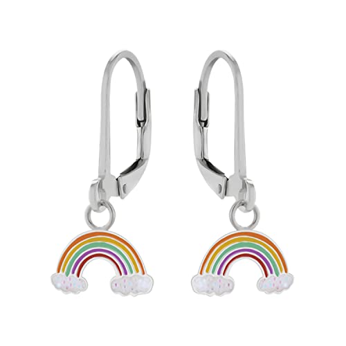 LOVE YOUR CITY Ohrringe, Ohrhänger kleiner Regenbogen. Schmuck Geschenke für Mädchen, Kinder, Kinderschmuck aus 925 Sterling Silber mit Emaille. Kommt in kleiner Geschenkbox.