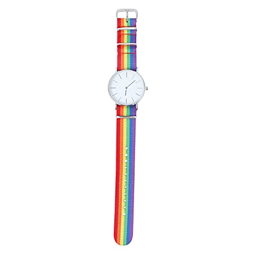 Mikikit Damenuhren Betrachten LGBT Armbanduhr Tier Silberband-Mode-Regenbogendekoration mit Uhr für Unisex-Hause Stilvolle Nylon-Uhr Business- Entworfen für en Handgelenk Dekoration