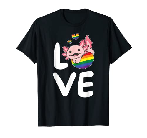 Regenbogen Flagge Pride Monat LGBTQ Regenbogen Love Axolotl T-Shirt