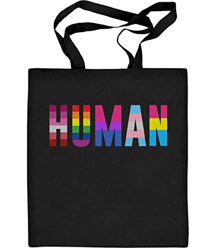 Shirtgeil Stoffbeutel Festival Beutel LGBTQ HUMAN Pride Artikel Jutebeutel Baumwolltasche One Size Schwarz