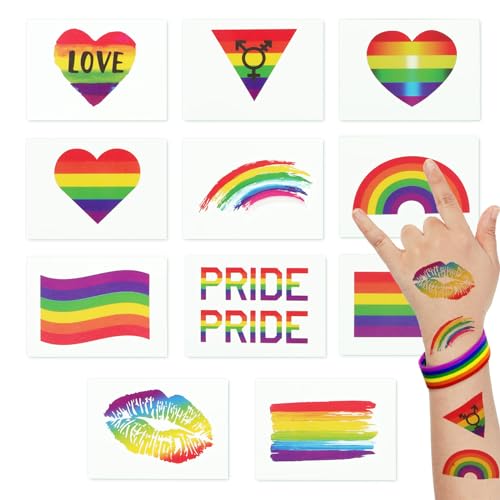 COLOFALLA 33 Blätter Pride Tattoos LGBT Tattoos Regenbogen Tattoo Regenbogen Gesicht Aufkleber LGBT Pride Party Accessories Gay Pride LGBT Sticker Deko für Pride Day