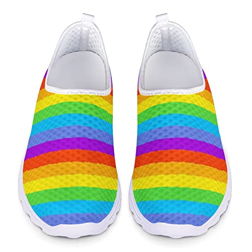 Dolyues 3D Bunte Regenbogen LGBT Druck Atmungsaktive Schlüpfen Turnschuhe Frauen Beiläufig Trainer Wanderschuhe 39 EU