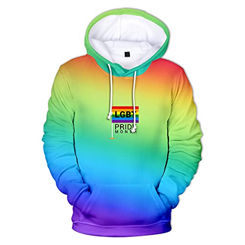 XSLGOGO LGBT Hoodies Gay Lesbian Rainbow Printed Hoodies Bisexuals Hoodies Casual Pullover LGBT Pride Rainbow Flag