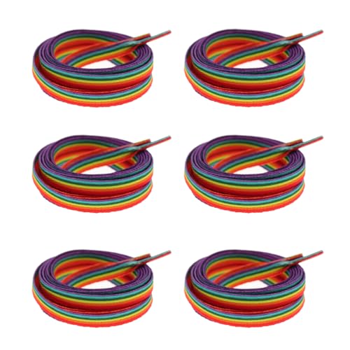 HQRKOTM 3 Paar Bunte Schnürsenkel Bunt Shoe Pride Accessoires Laces Regenbogen Lgbtq Accessoires Pride Rainbow Schuhband Breit Dicke Farbige Shoelaces chucks bunt für Sneaker Sportschuhe 140cm