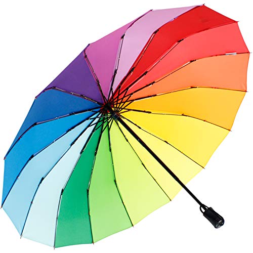 iX-brella Taschenschirm 16-teilig mit Handöffner - Regenbogen