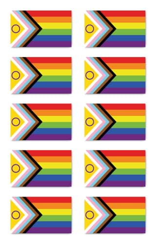 Aufkleber: 50x30 mm, 10 Stück - Flagge - Inclusive Pride - LGBTQ - für Auto, Laptop und mehr