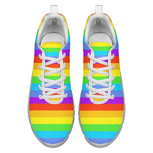 Dolyues Regenbogen LGBT Druck Sporthalle Schnürsneaker Lässige Leichte Atmungsaktive Trainer Joggingschuhe 43 EU