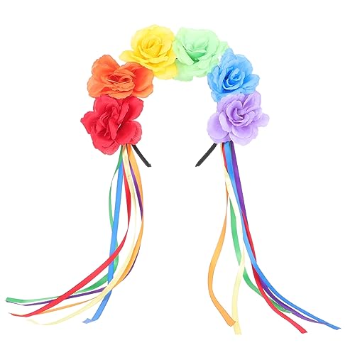 minkissy Schwules Blumenstirnband Regenbogen-stirnbänder Zum Stolztag Haarkrone -haarband Lgbtq-verbündeten-symbol Stolz-tageskrone Pride-day-stirnband Schleife Damen Halloween Hut