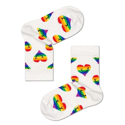 Happy Socks Unisex Kinder Kids Pride Smiling Heart Socks, Weiß, 4-6 Jahre EU