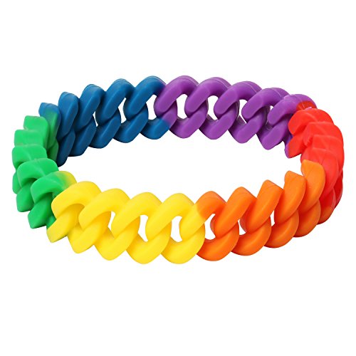 TRIXES LGBTQ Pride Armband - Regenbogen-Accessoire - Silikonarmband für Pride Festivals - Rainbow - Stolzmarsch - Stolze Mode - Dehnbar für alle - Pride-Partykleidung