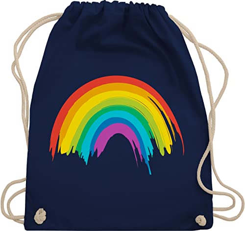 Turnbeutel Rucksack - Kleidung Pride Flag - Regenbogen LGBT & LGBTQ - Unisize - Navy Blau - turn beutel gay stoffbeutel kordelzug sportbeutel baumwolle beutelrucksack tasche umhängebeutel bag