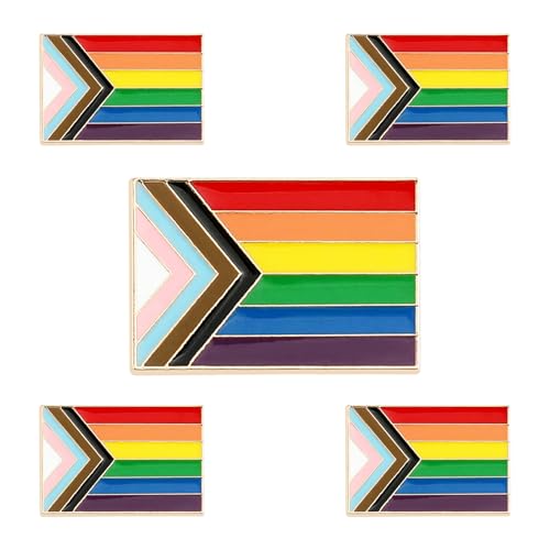 Pin Regenbogen Flagge stolz Hillylolly 5 Stück Regenbogen Pins Set, Gay Pin Metall, Regenbogen Anstecker Lgbtq, Pride Brosche, Brosche Flagge, anstecker für Kleidung und Blazer (Progress Pride)