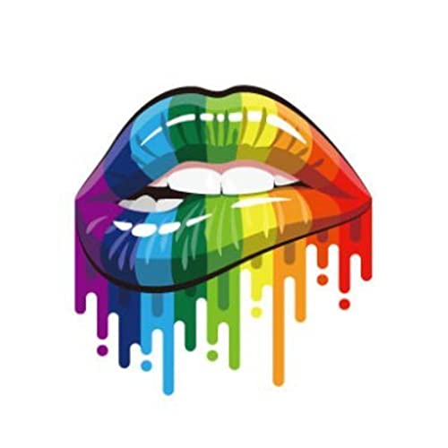 EROSPA® Tattoo-Bogen temporär - Rainbow/Regenbogen Mund/Lippen - Pride Gay Lesbian LGBT - 6 x 6 cm