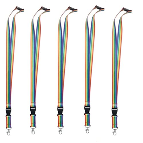 noTrash2003 Regenbogen Rainbow Schlüsselband Lanyard Ausweishalter mit Metallkarabiner, Sicherheitsverschluss und abnehmbaren Karabiner LGBT/LGBTQIA+ Design Pride Toleranz zeigen (3)