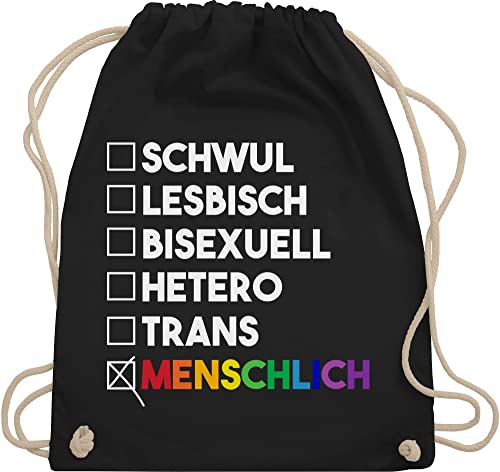 Turnbeutel Rucksack - LGBTQ Kleidung Flag - Menschlich - Deine Wahl - Pride - Regenbogen - weiß - Unisize - Schwarz - lgbt baumwolle csd beutel lesbian stoff lqbtq rucksäcke gay turnsackerl