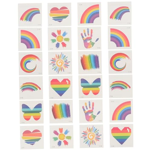 HAPINARY 24 Stücke Pride Temporäre Tattoos Regenbogen Flagge Wasserfest Gesichtsaufkleber für Gay Pride Paraden und Feiern