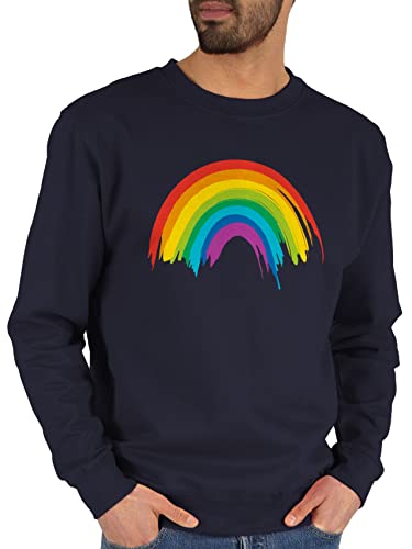 Shirtracer Sweater Pullover Sweatshirt Herren Damen - Kleidung Pride Flag - Regenbogen LGBT & LGBTQ - S - Dunkelblau - Lesbian Rainbow Gay CSD Queer lgbtqia lqbtq