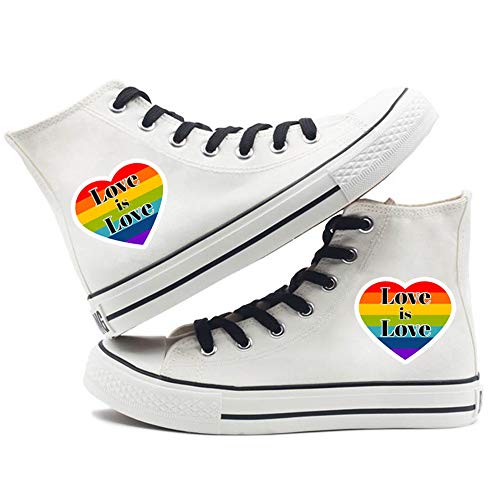 Jinlin Homosexuell Stolz Schuhe High Top Turnschuhe LGBT Rainbow Classic Casual Canvas Schuhe mit Klettverschluss für Frauen Männer