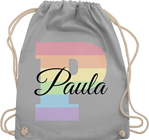 Turnbeutel Rucksack - Initialen - One Love Liebe Rainbow Regenbogen LGBTQ Gay Pride Regenbogenfarben LGBT mit Namen - Unisize - Hellgrau - turnsäckchen kindergarten anfangsbuchstaben tasche