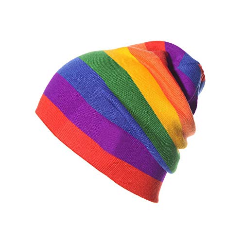 Outdoor-Regenbogen-Ski-Mütze-Hut Regenbogen-Winter-Ski-Hut warme Schädel-Kappe Rainbow Strickmütze, Regenbogen-Mütze, Damenkappe Dicke gestrickte Reitmütze für Männer Frauen 1pc