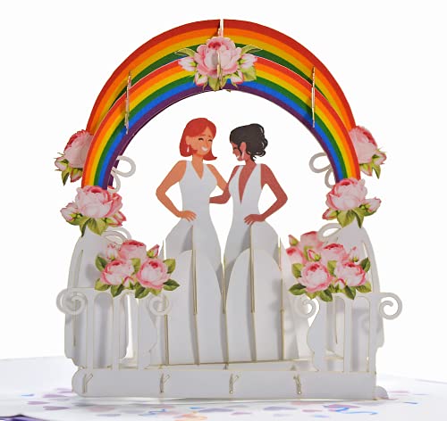 CUTPOPUP Lesbian Wedding LGBT Couple Pop Up Card LGBT Wedding Card, Anniversary Card Pop Up, LGBT Couple Wedding Pop Up Card, LGBT Birthday Card 3D IT…