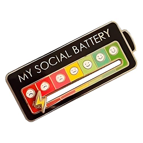 Feaolala Lgbt Pins My Social Battery Pin Progress Pride Flag Anstecknadel Pride Emaille Pins Rucksäcke Kleidung Hüte und Geschenk Pins Anstecker (Schwarz)