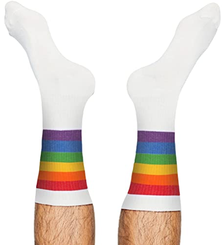 TODO Socken PRIDE Motiv Unisex mit LGBT Flagge Baumwolle Weiß und Schwarz mit Regenbogen (43-46, Weiss)