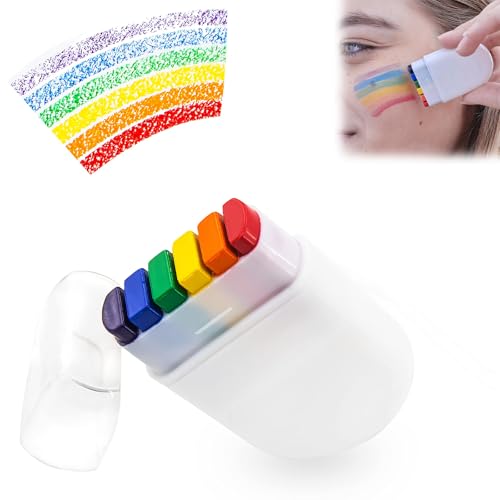 Bzzerumy Regenbogen Schminkstifte - 6 Farben Gesichtsfarbe -Pride Make-up - Pride Accessoires - Schminkstifte Kit - Regenbogen Tattoo - Schminke für Party