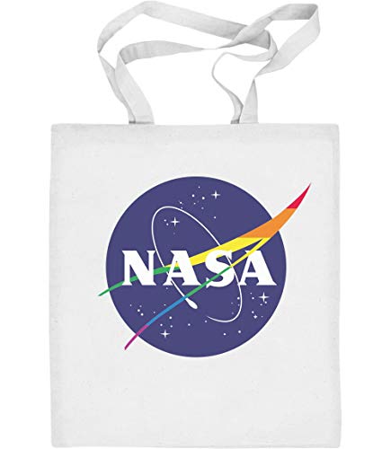 LGBT Nasa Logo in Regenbogen Farben Jutebeutel Baumwolltasche One Size Weiß