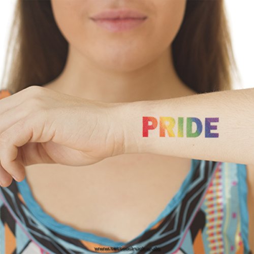 10 x PRIDE Schriftzug Tattoo in Regenbogen Farbe - CSD, LGBT, Gay (10)