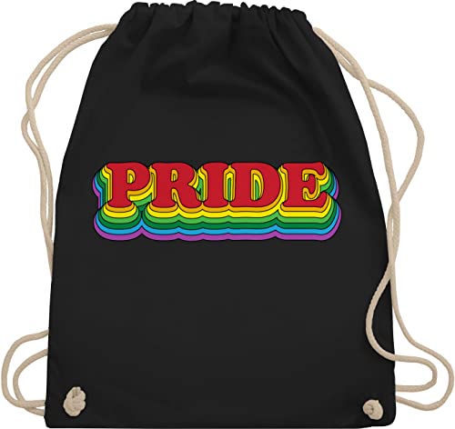 Turnbeutel Rucksack - LGBTQ Kleidung Flag - Pride Regenbogen Retro - Unisize - Schwarz - lgbt gay beutel csd tasche lesbian stofftasche lqbtq stoff lgbtqia stoffbeutel queer baumwolle sportbeutel